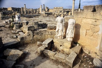 LIBYA, Cyrenaica, Cyrene, Agora.  Ruins of public square with two decapitated and armless statues