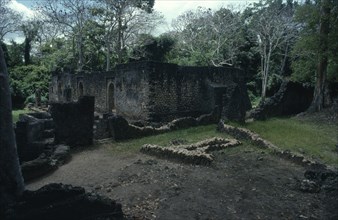 KENYA, Malindi, Gedi, Buildings of the ancient ruined 15th Century city