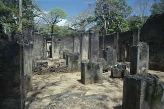 KENYA, Malindi, Gedi, Interior of the 15th Century mosque ruins
