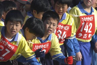 JAPAN, Chiba, Tako, "10-11 year old boys, who are members of local soccer club, wait the start of 2