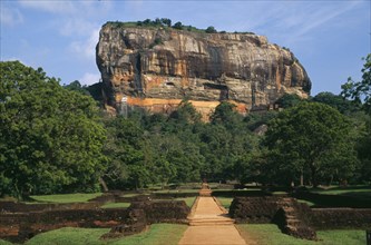 SRI LANKA, Sigiriya, View along path toward huge monolithic rock site of fifth century citadel.