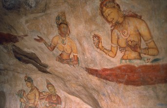 SRI LANKA, Sigiriya, 5th century frescoes depicting female figures