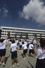 JAPAN, Chiba, Tako , Tako Junior High School Sports Day with 12-15 year old students and a few