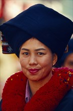 THAILAND, Chiang Mai, Portrait of a Iu Mien woman in traditional attire