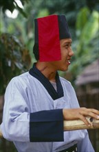 MYANMAR, Kachin State, Manhkring, Portrait of a Lisu man with Mahkhong marks on his neck in