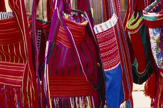 THAILAND, Chiang Mai Province, Red Lahu sholder bags