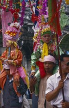 THAILAND, Chiang Mai, Shan Poi San Long. Crystal Children ceremony with 2 Luk Kaeo in costumes