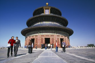 CHINA, Beijing, Temple of Heaven Park.  Imperial Vault of Heaven and Chinese visitors.