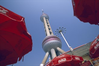 CHINA, Shanghai, "Oriental Pearl Tower TV and radio station with elevators to restaurants,