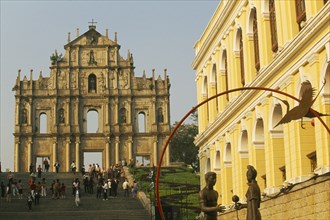 CHINA, Macau, Church of St Paul 1602-1637.  Only the facade and steps remain after a fire in 1835