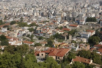 GREECE, Athens, Aerial view over the city rooftops