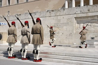 GREECE, Athens, Evzones aka Ceremonial Guards at the Parliament building