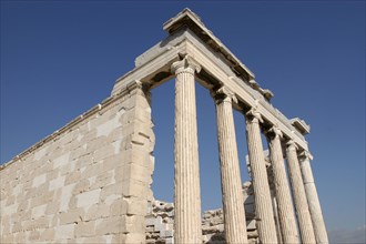 GREECE, Athens, Acropolis. Columns of the Erechtheion ruins