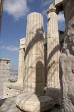 GREECE, Athens, Ruined columns of the Acropolis