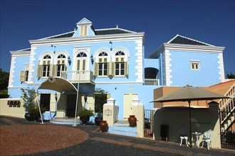 WEST INDIES, Dutch Antilles, Curacao, Pale blue building