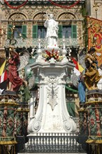 MALTA, Vittoriosa, Decorated statues during the Birgu Feast