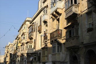 MALTA, Valletta , View along housing facades