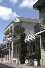 USA, Louisiana, New Orleans, French Quarter. Typical architecture with ironwork balconies and