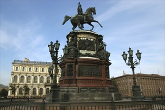 RUSSIA, St Petersburg, Equestrian statue Tsar Nicholas I in Isaac Square