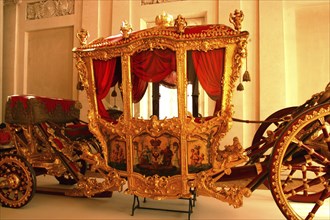 RUSSIA, St Petersburg, Royal Carriage exhibited at the Hermitage Museum