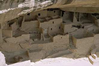 USA, Colorado, Mesa Verde Nat Park, View of the Cliff Palace which is the largest Anasazi cliff
