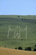 ENGLAND, East Sussex, Wilmington, The Longman figure carved into the hillside