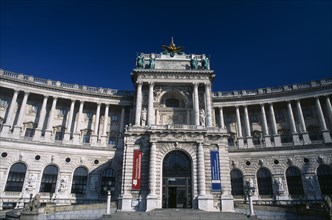 AUSTRIA, Vienna, Hofburg Royal Palace. New Castle section with entrance to National Library