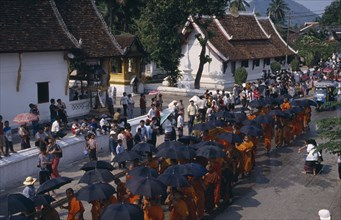 LAOS, Luang Prabang, New Year procession.