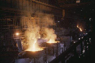 CHINA, Liaoning, Anshan, Interior of steel works.