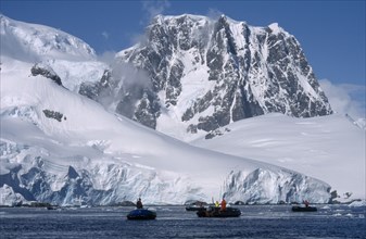 ANTARCTICA, Antarctic Peninsula, Zodiac operations taking tourists to remote areas.