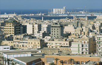LIBYA, Tripoli, View over city architecture toward docks