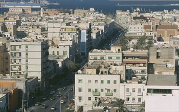 LIBYA, Tripoli, View over Omar Al Muktar Street in the city centre toward the Harbour