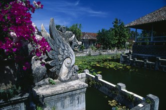INDONESIA, Bali, Amlapura, Ornamental lake with water lillies at the old palace of the Raja of