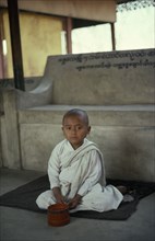 MYANMAR, Children, Portrait of very young Buddhist.