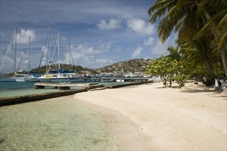 WEST INDIES, St Vincent & The Grenadines, Union Island, Clifton Harbour moorings and beach outside