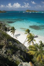 WEST INDIES, St Vincent & The Grenadines, Tobago Cays, Looking over the Cays and moored yachts