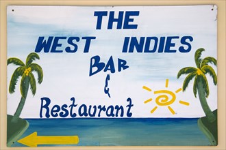 WEST INDIES, St Vincent & The Grenadines, Union Island, Restaurant sign in Clifton