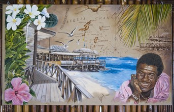 WEST INDIES, St Vincent & The Grenadines, Mustique, Painting inside Basils Bar