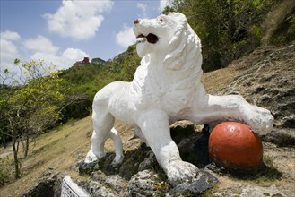 WEST INDIES, Barbados, St George, Imperial lion carved from coral rock by British soldiers serving