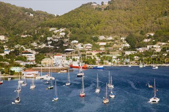 WEST INDIES, St Vincent & The Grenadines, Bequia, Port Elizabeth with yachts moored in Admiralty