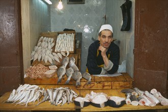 MOROCCO, Fes, Fish for sale in the souk.