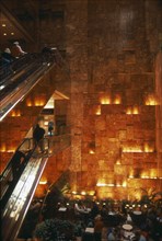 USA, New York, Manhattan, Interior of Trump Tower with cascading water feature on 5th Avenue