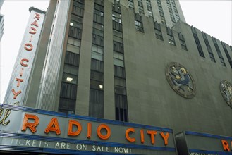 USA, New York, Manhattan, Radio City Music Hall exterior on 6th Avenue