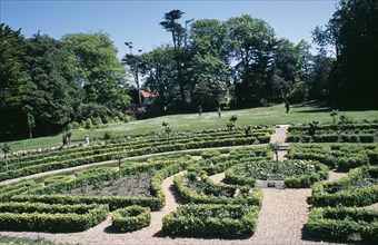UNITED KINGDOM, Channel Islands, Guernsey, "Castel, Saumarez Park. Formal topiary display."