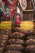 GERMANY, Bavaria, Nuremberg, "Stall selling Fruchtebrot and Lebkuchen, traditional German festive
