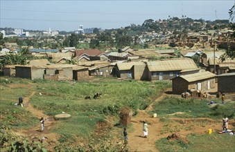 UGANDA, Kampala, Looking across the poorer town outskirts.