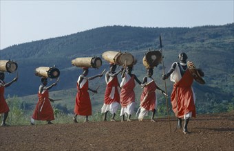 BURUNDI, Gishora, "Traditional drummers, or Tambourinaires."
