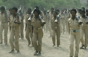 ERITREA, Army, Eritrean People’s Liberation Front female soldiers training.