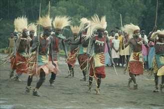 RWANDA, Festivals, All male traditionally adorned Tutsi intore dancers characterised by coordinated