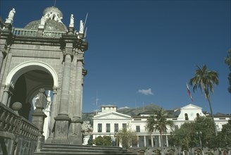 ECUADOR, Quito, "Cathedral, Presidential Palace and Plaza Independencia."